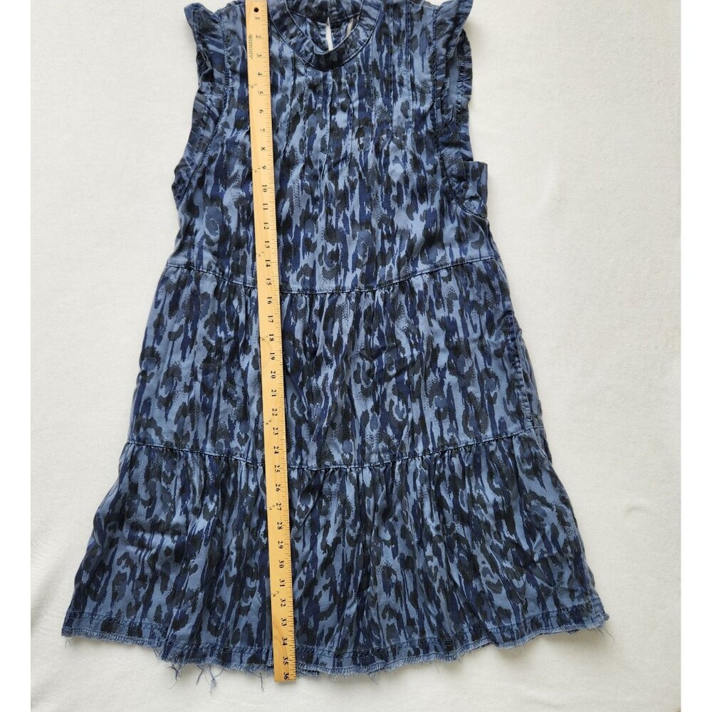 Anthropologie Chambray Tencel Sleeveless Dress Ruffle Blue Boho Cottage Summer - Picture 10 of 10